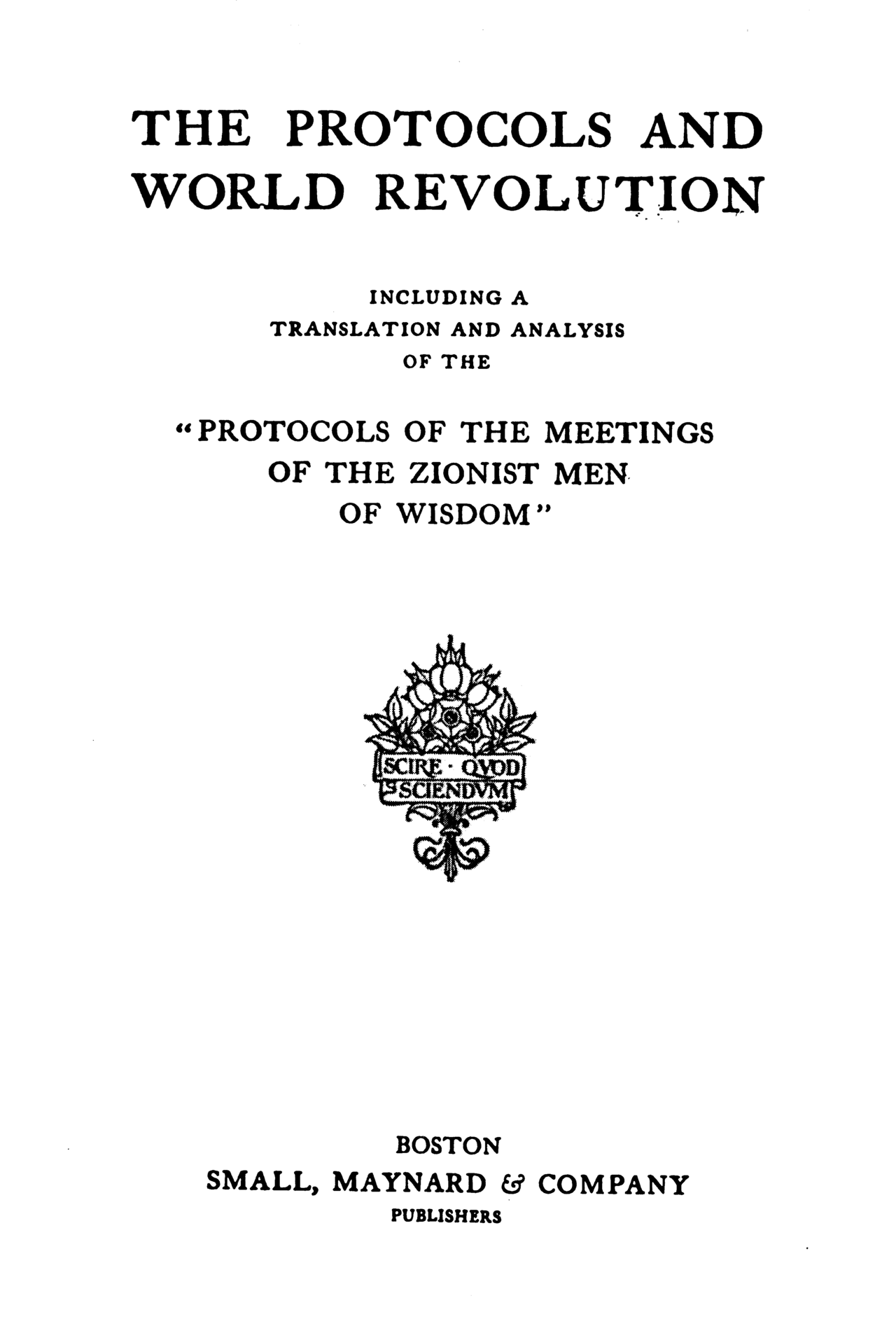 The Protocols of the Elders of Zion