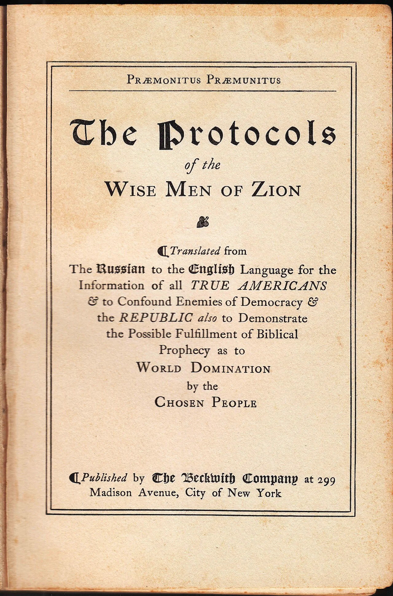The Protocols of the Elders of Zion